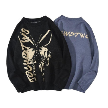 Melting Butterfly Print Women's Jumper: Retro fashion print knitwear from NSE Imports #2.